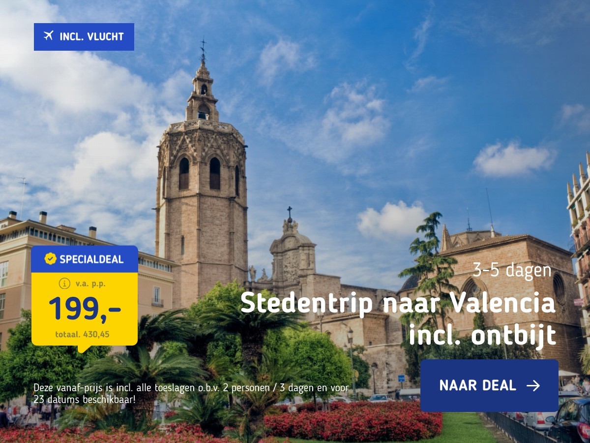 Stedentrip naar Valencia incl. ontbijt