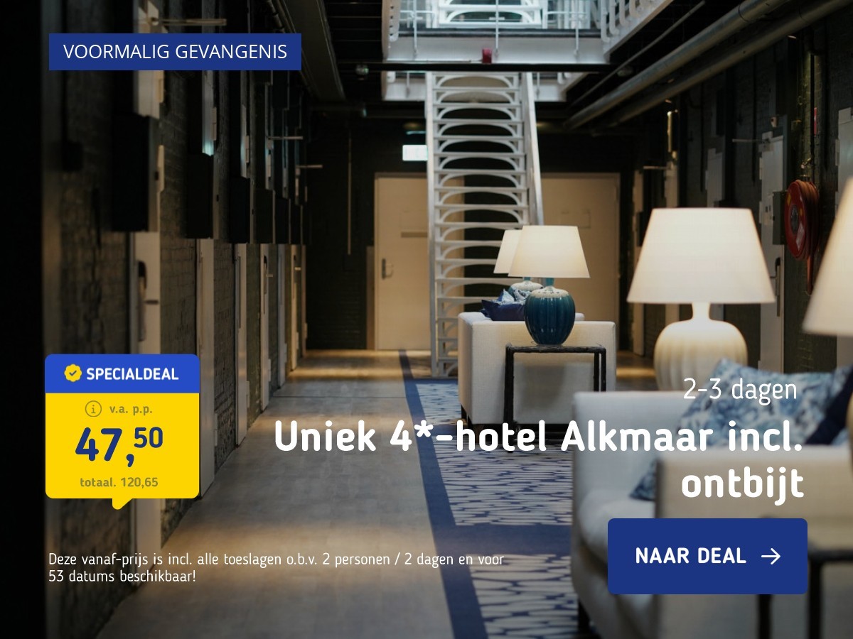 Uniek 4*-hotel Alkmaar incl. ontbijt