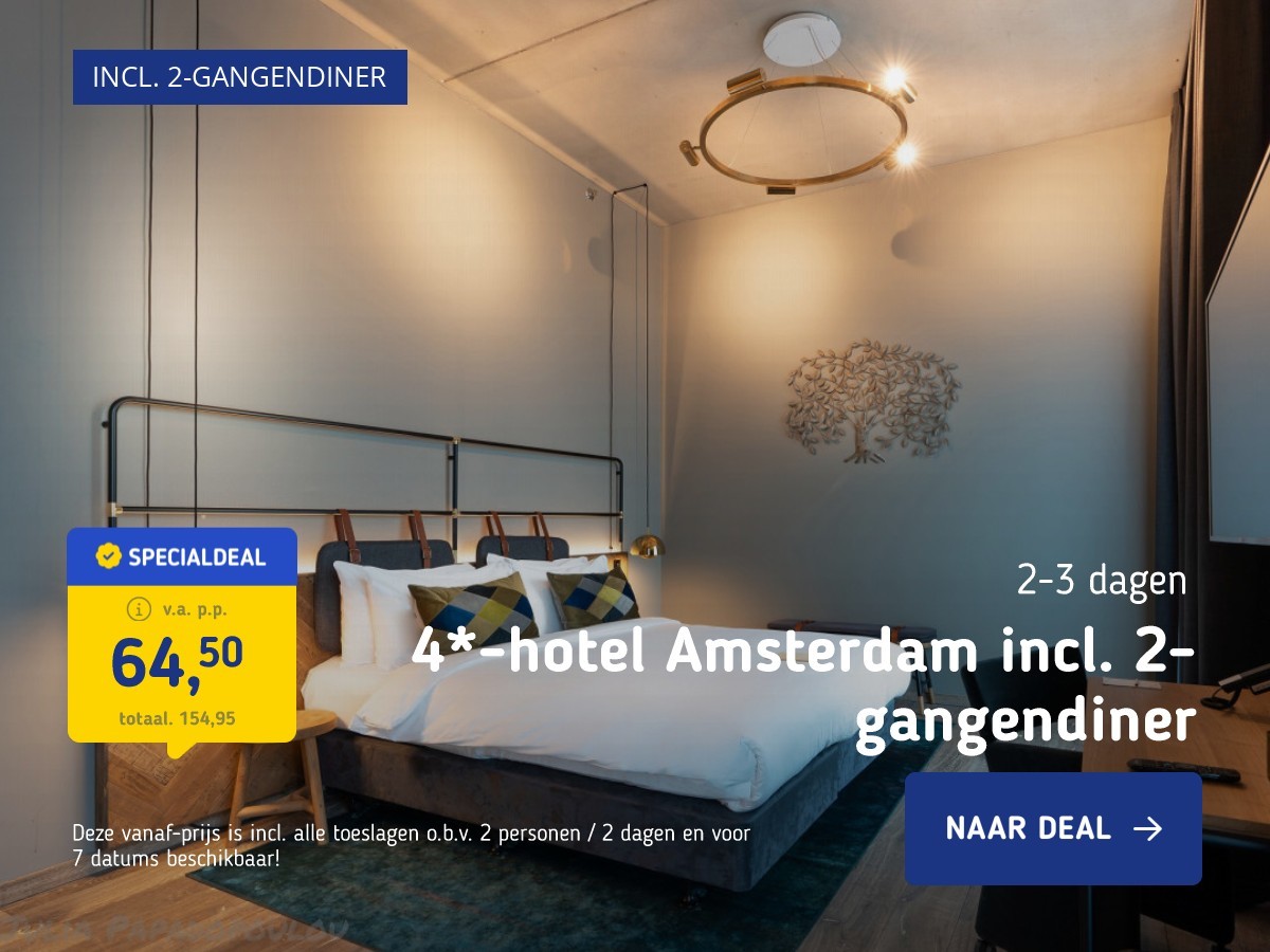 4*-hotel Amsterdam incl. 2-gangendiner