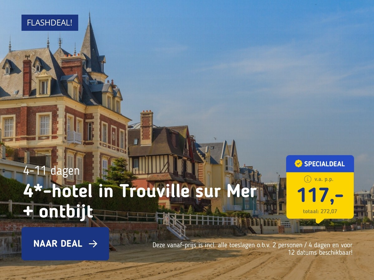 4*-hotel in Trouville sur Mer + ontbijt