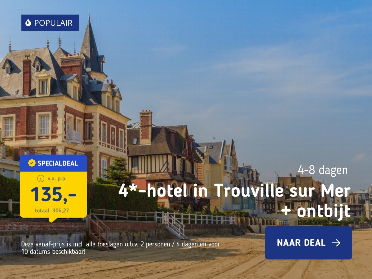 4*-hotel in Trouville sur Mer + ontbijt