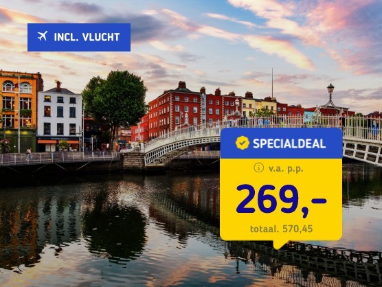 Stedentrip Dublin + vlucht en ontbijt