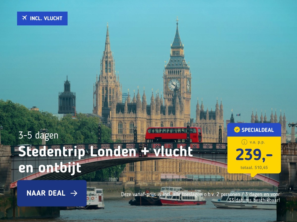 Stedentrip Londen + vlucht en ontbijt