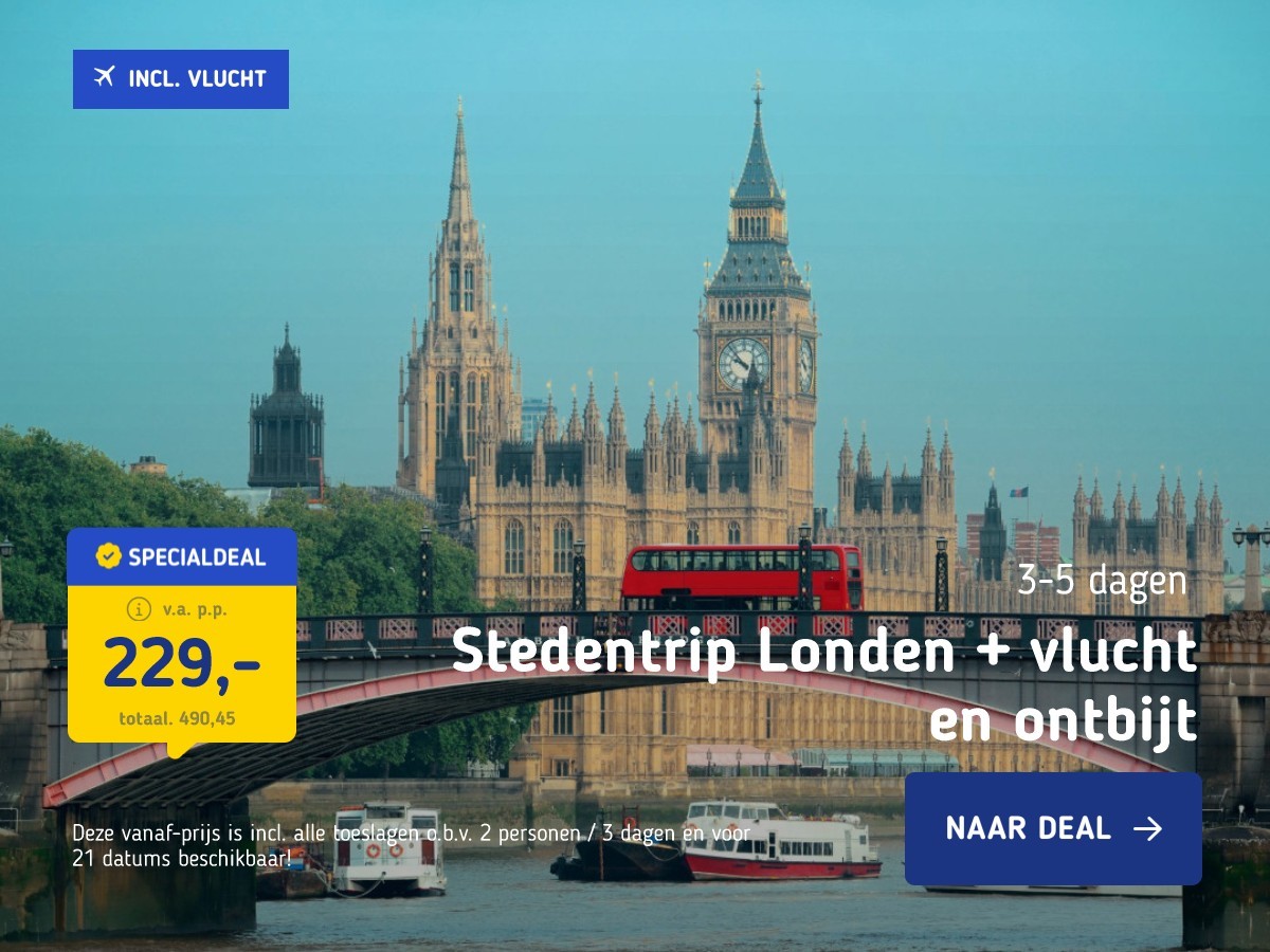 Stedentrip Londen + vlucht en ontbijt