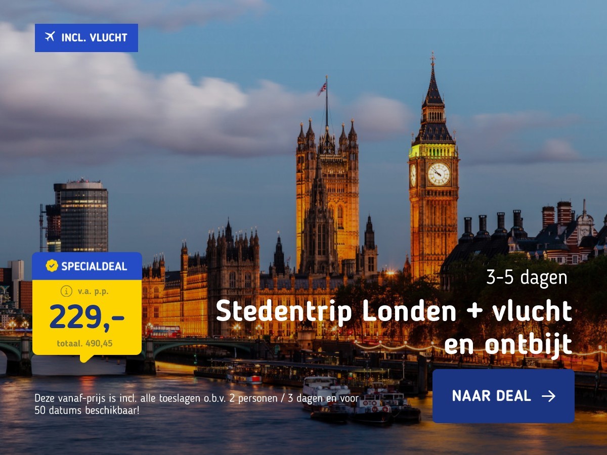 Stedentrip Londen + vlucht en ontbijt