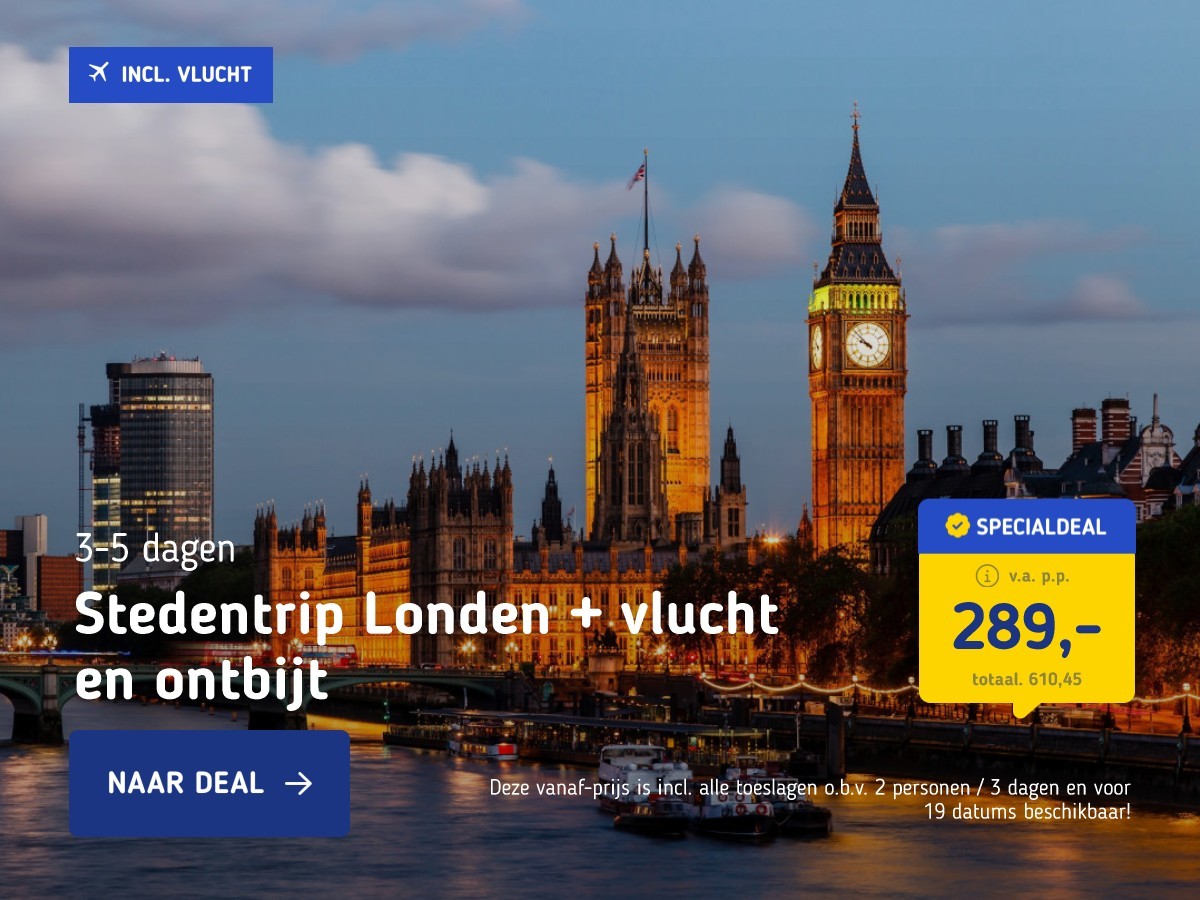 Stedentrip Londen + vlucht en ontbijt