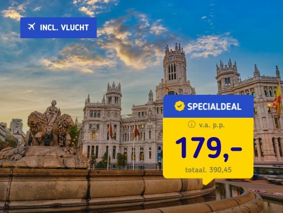 Stedentrip Madrid + vlucht en ontbijt