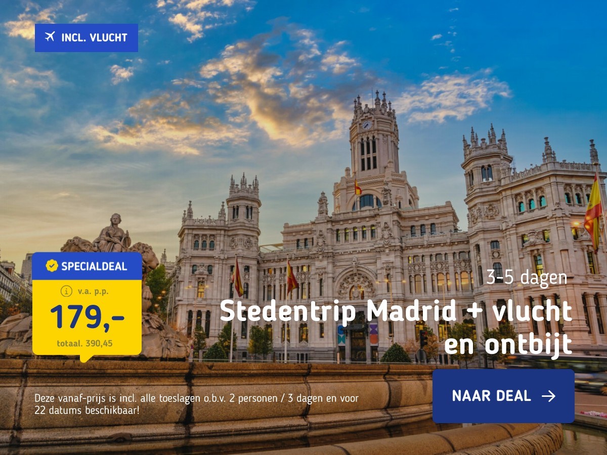 Stedentrip Madrid + vlucht en ontbijt