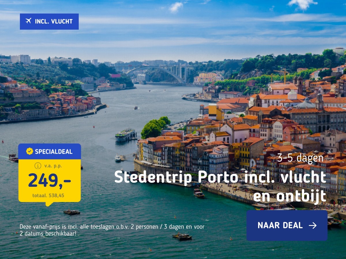 Stedentrip Porto incl. vlucht en ontbijt