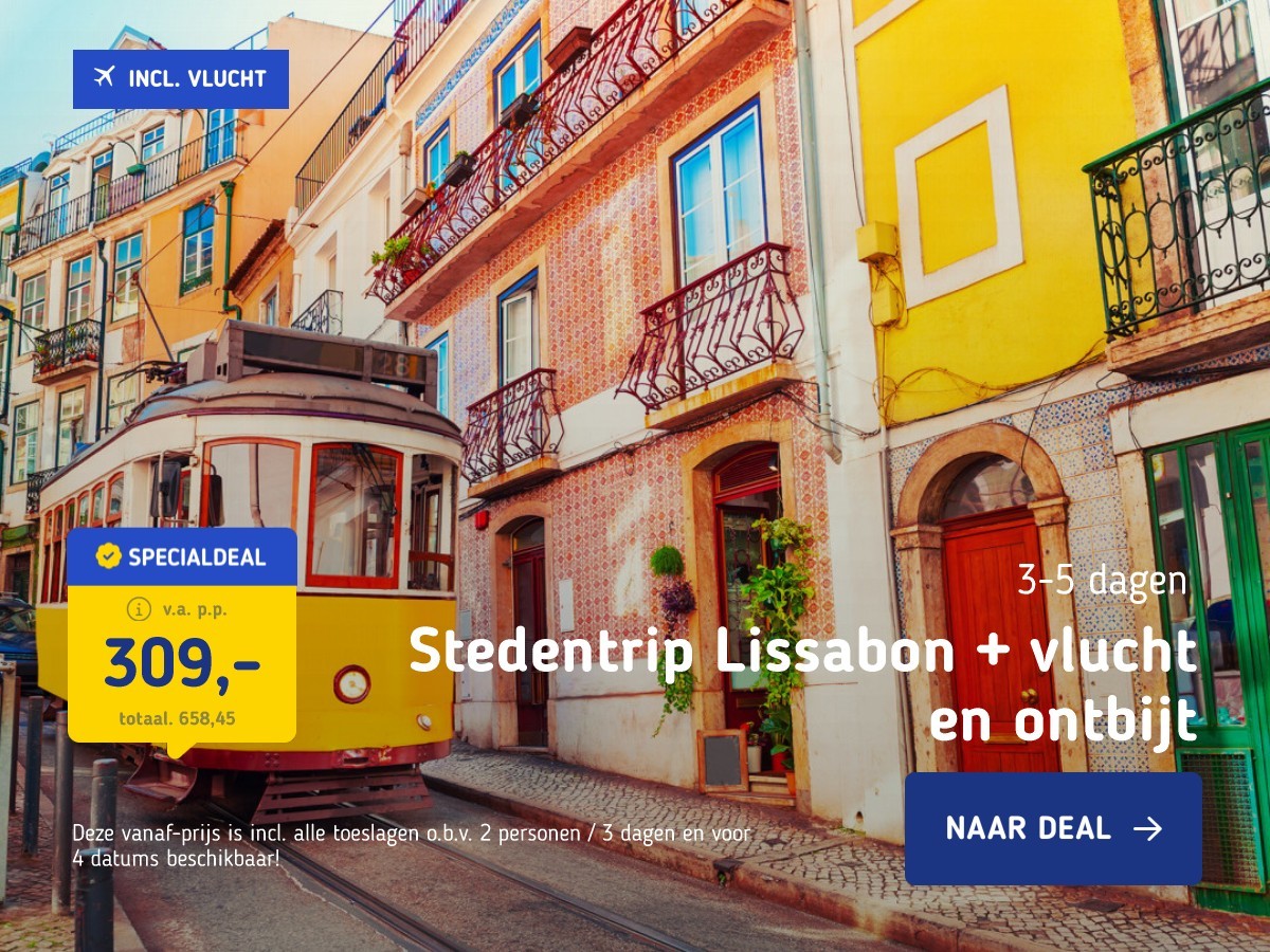 Stedentrip Lissabon + vlucht en ontbijt