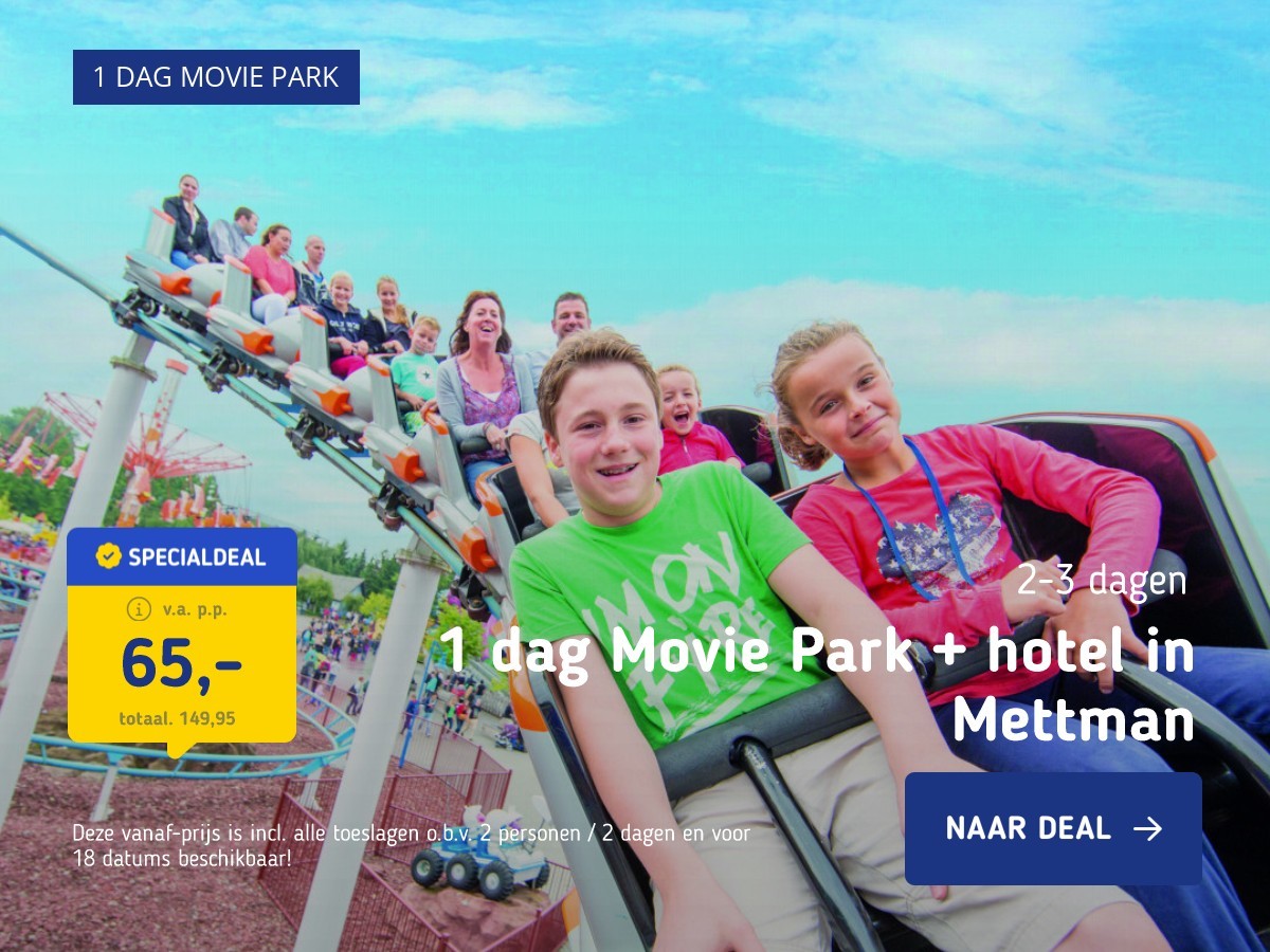 1 dag Movie Park + hotel in Mettman