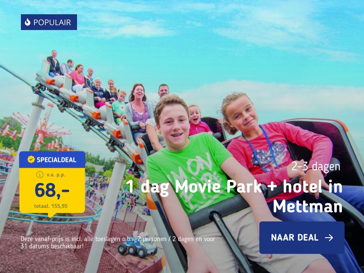 1 dag Movie Park + hotel in Mettman