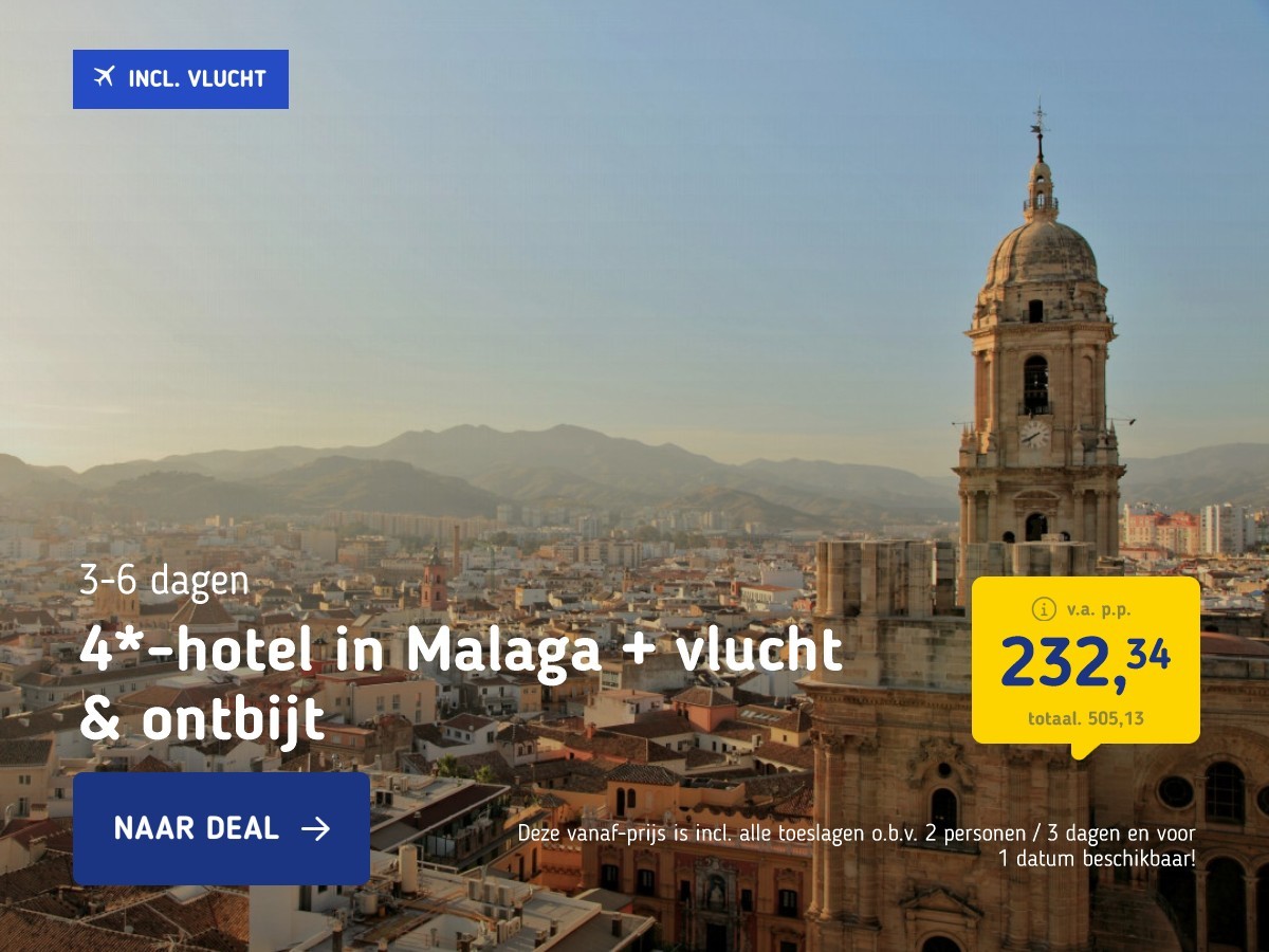 4*-hotel in Malaga + vlucht & ontbijt