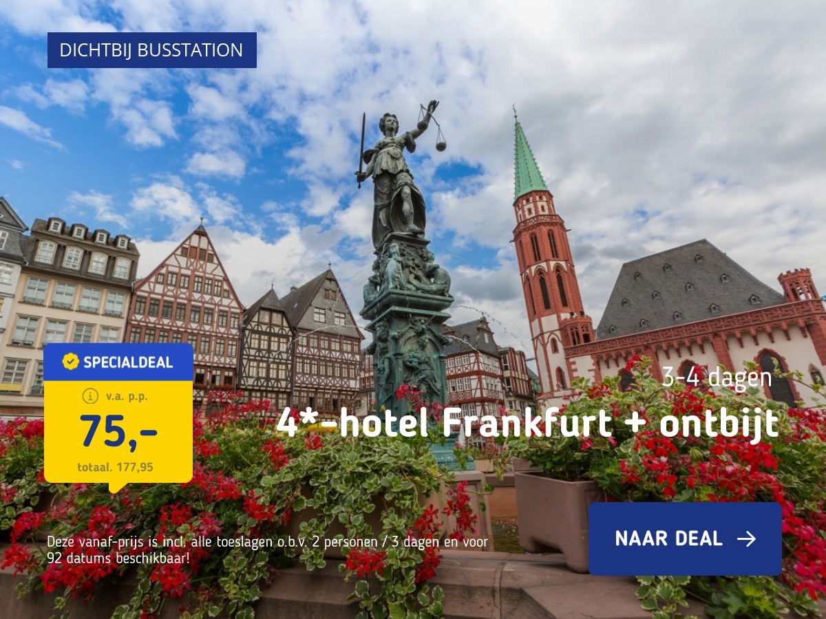 4*-hotel Frankfurt + ontbijt