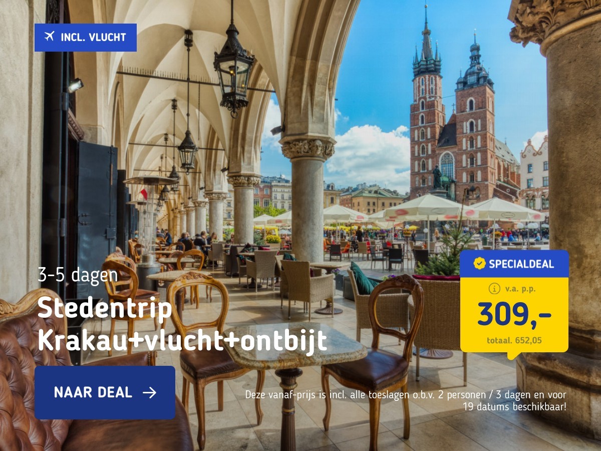 Stedentrip Krakau+vlucht+ontbijt