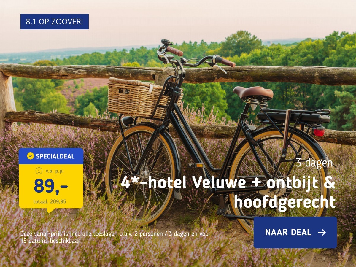 4*-hotel Veluwe + ontbijt & hoofdgerecht