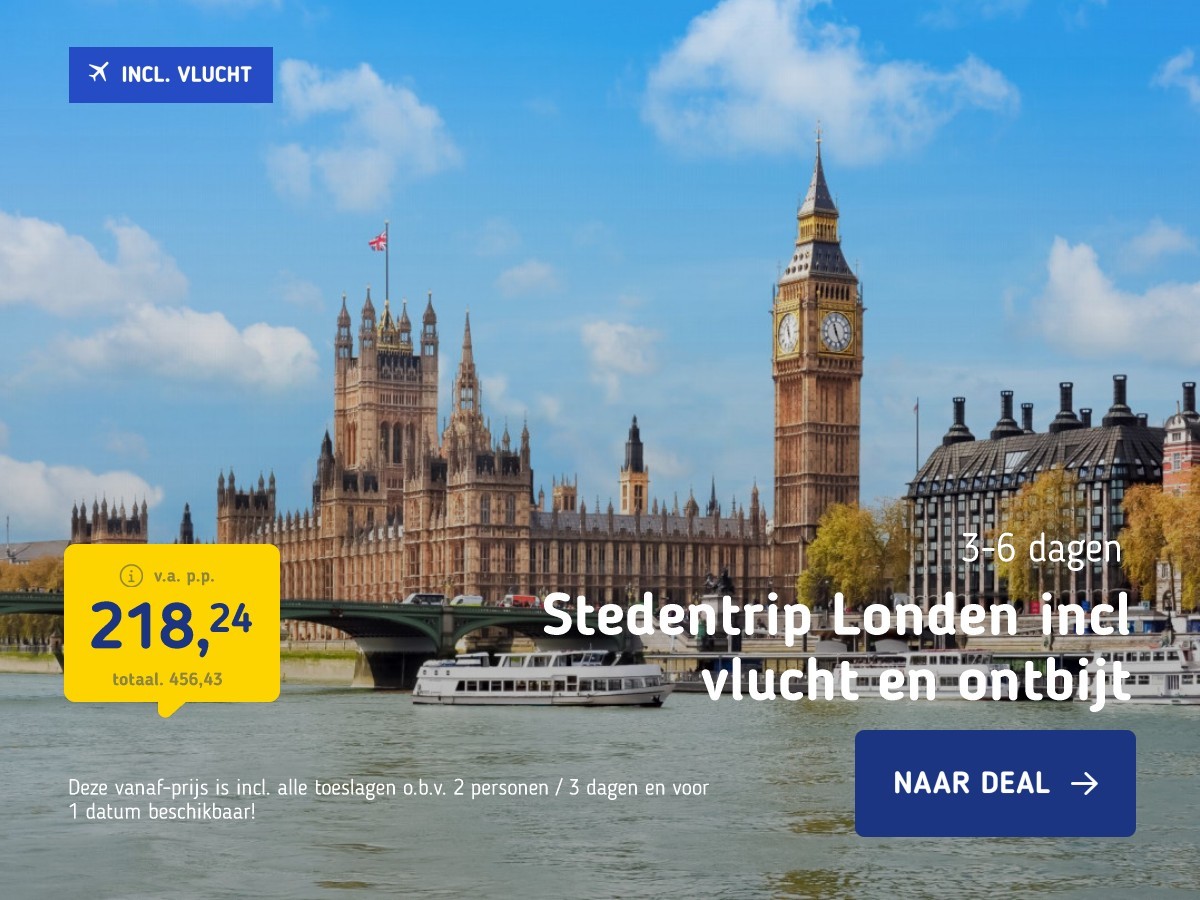 Stedentrip Londen incl vlucht en ontbijt