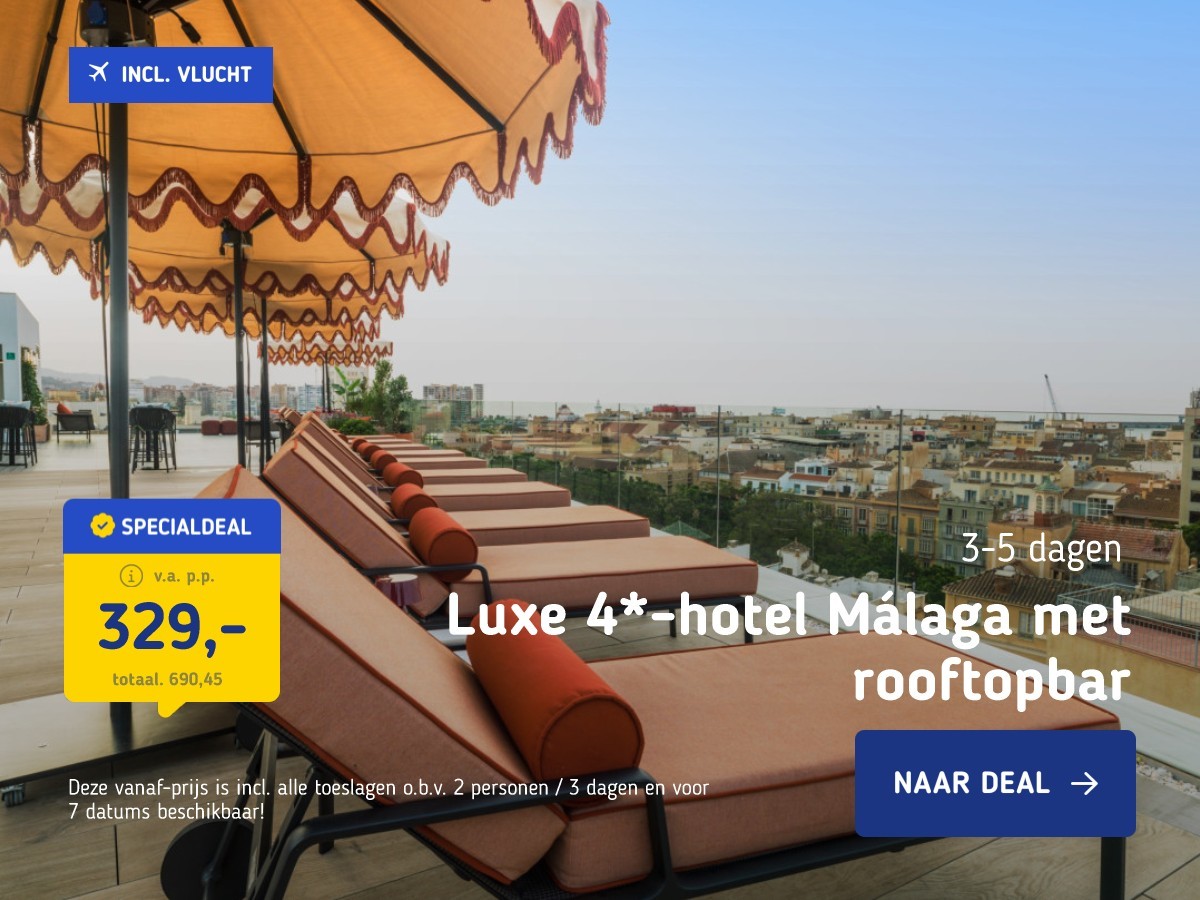 Luxe 4*-hotel Málaga met rooftopbar