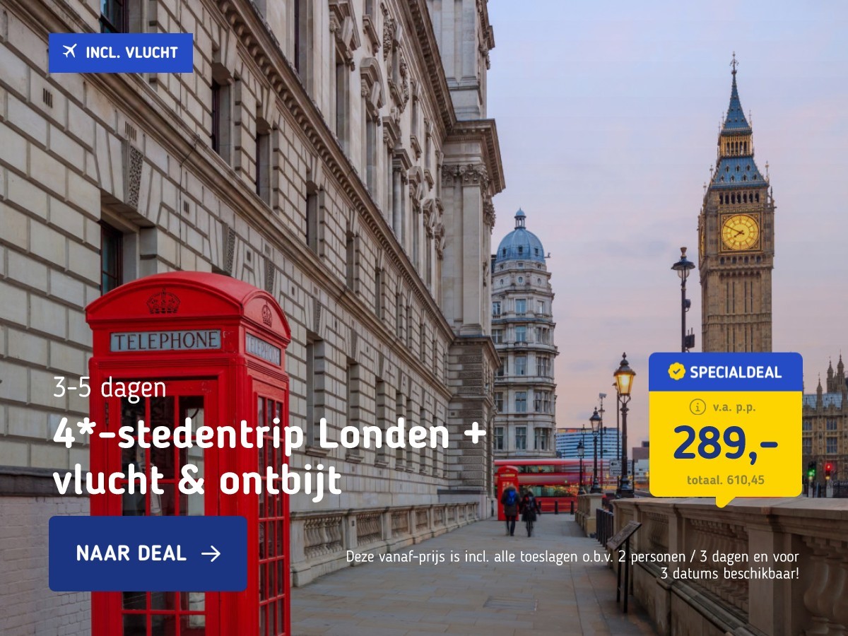 4*-stedentrip Londen + vlucht & ontbijt