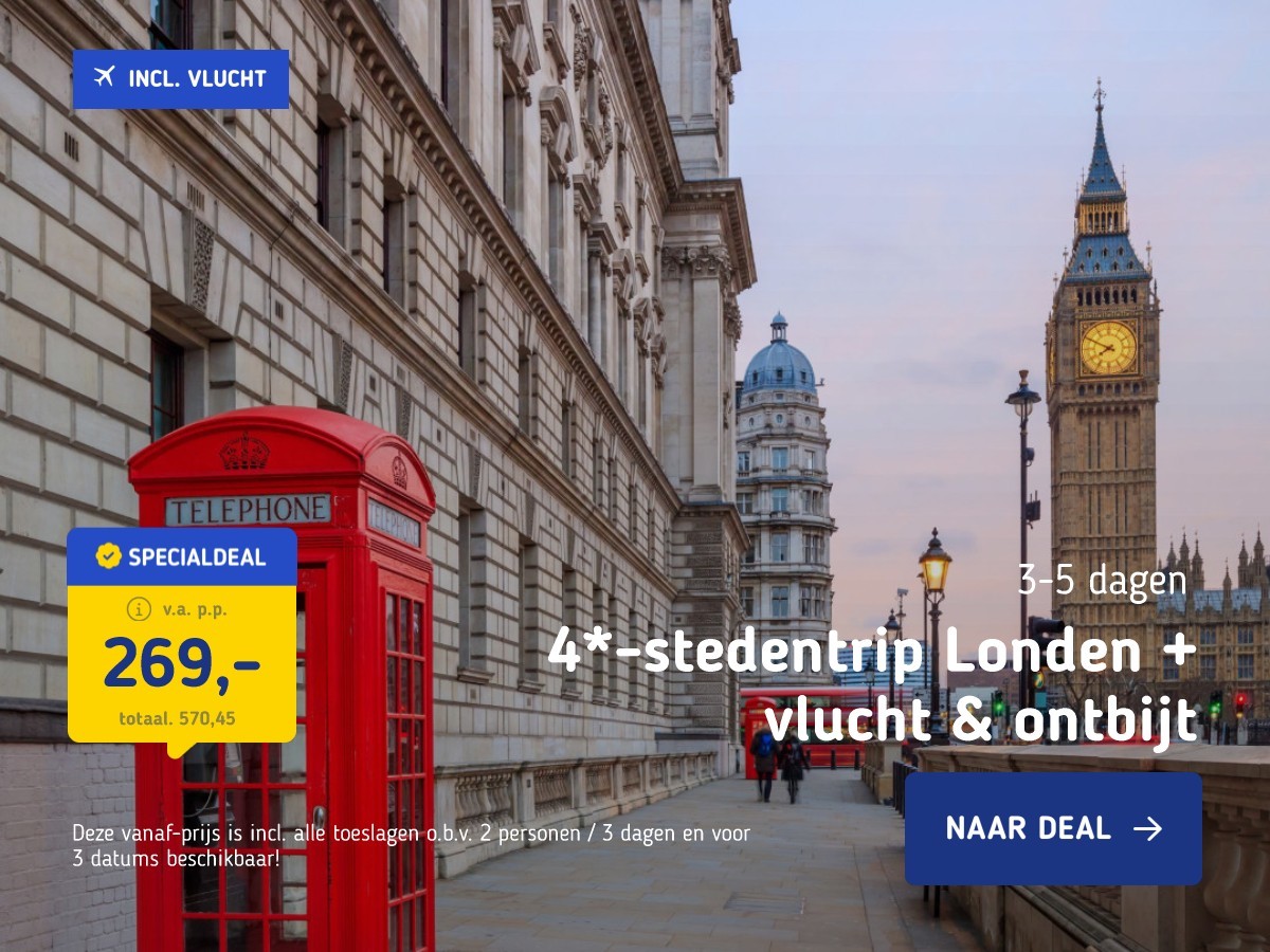 4*-stedentrip Londen + vlucht & ontbijt