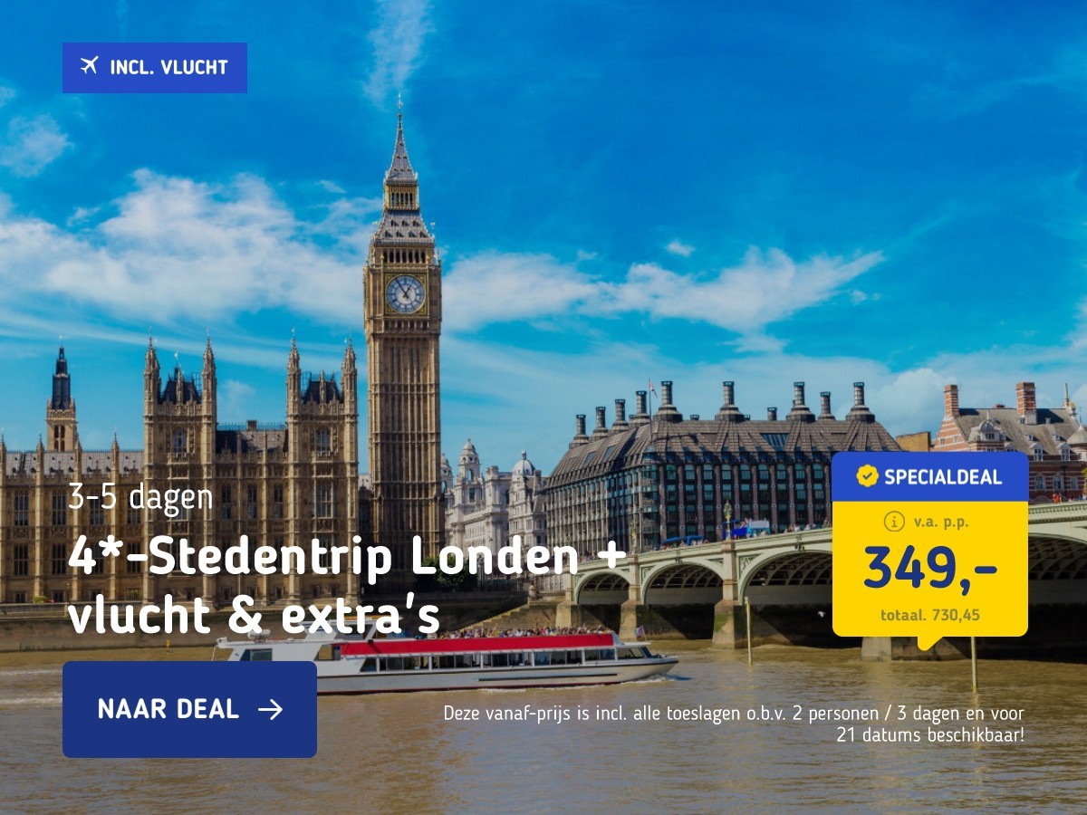 4*-Stedentrip Londen + vlucht & extra's