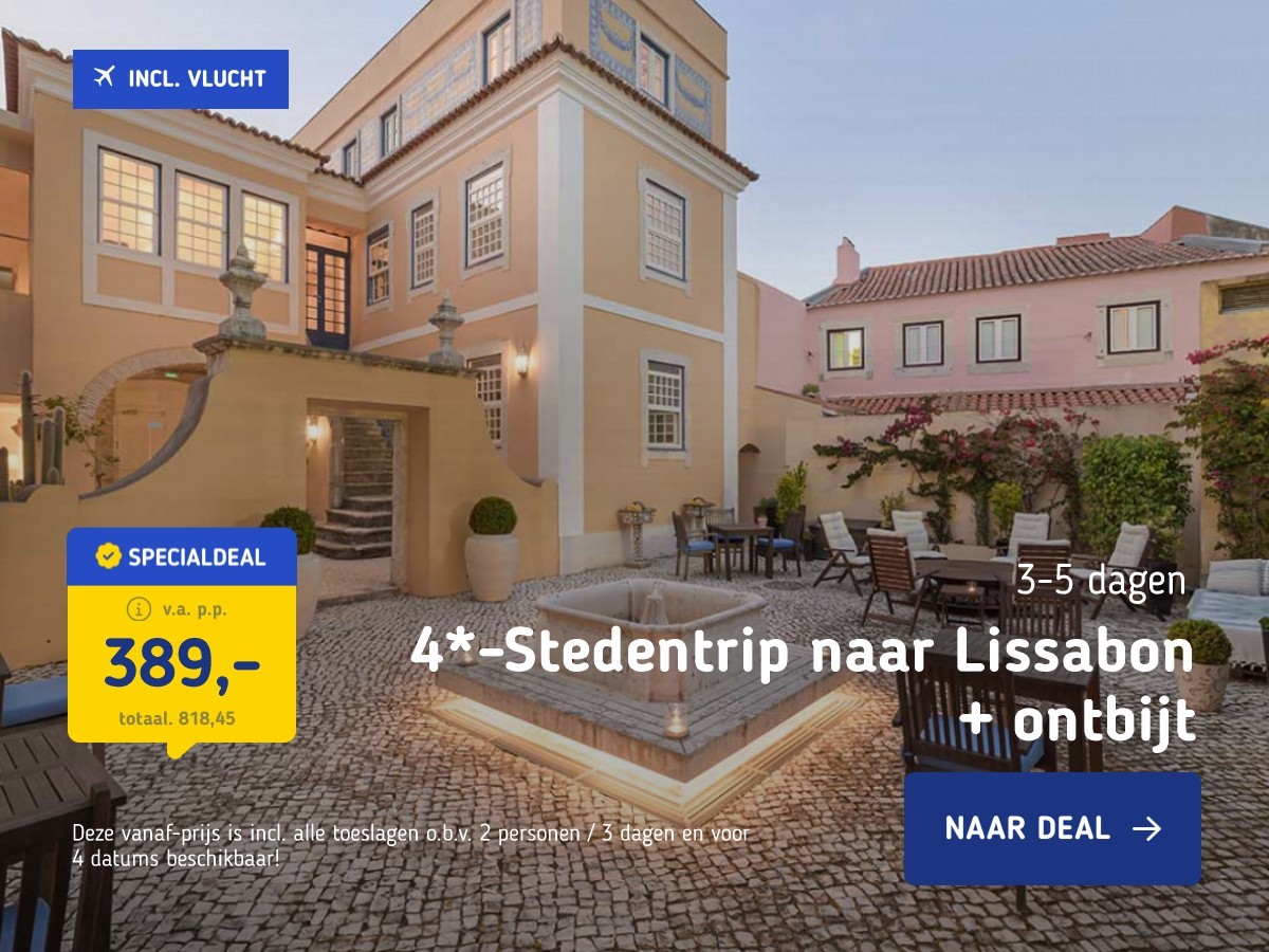 4*-Stedentrip naar Lissabon + ontbijt