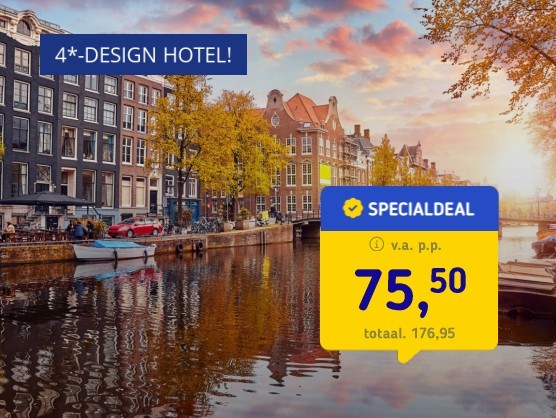 4*-design hotel in Amsterdam + ontbijt