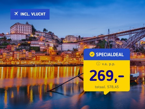 5*-stedentrip Porto + vlucht en ontbijt