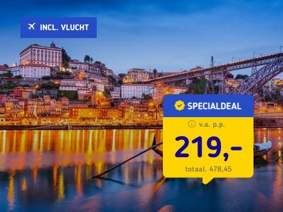 5*-stedentrip Porto + vlucht en ontbijt