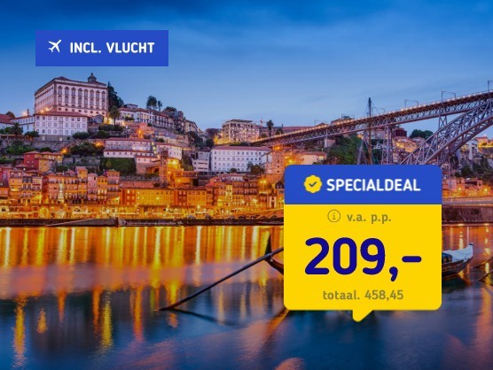 5*-stedentrip Porto + vlucht en ontbijt