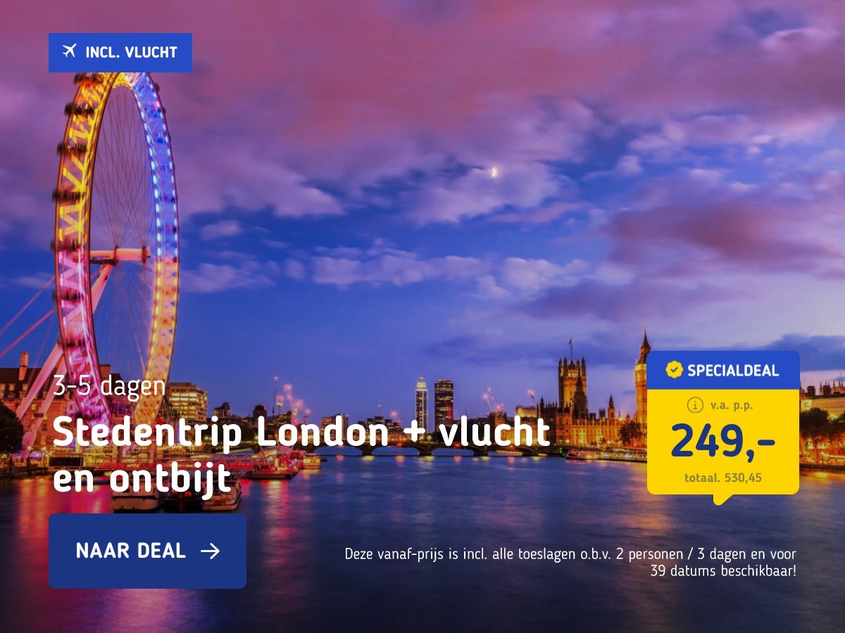 Stedentrip London + vlucht en ontbijt