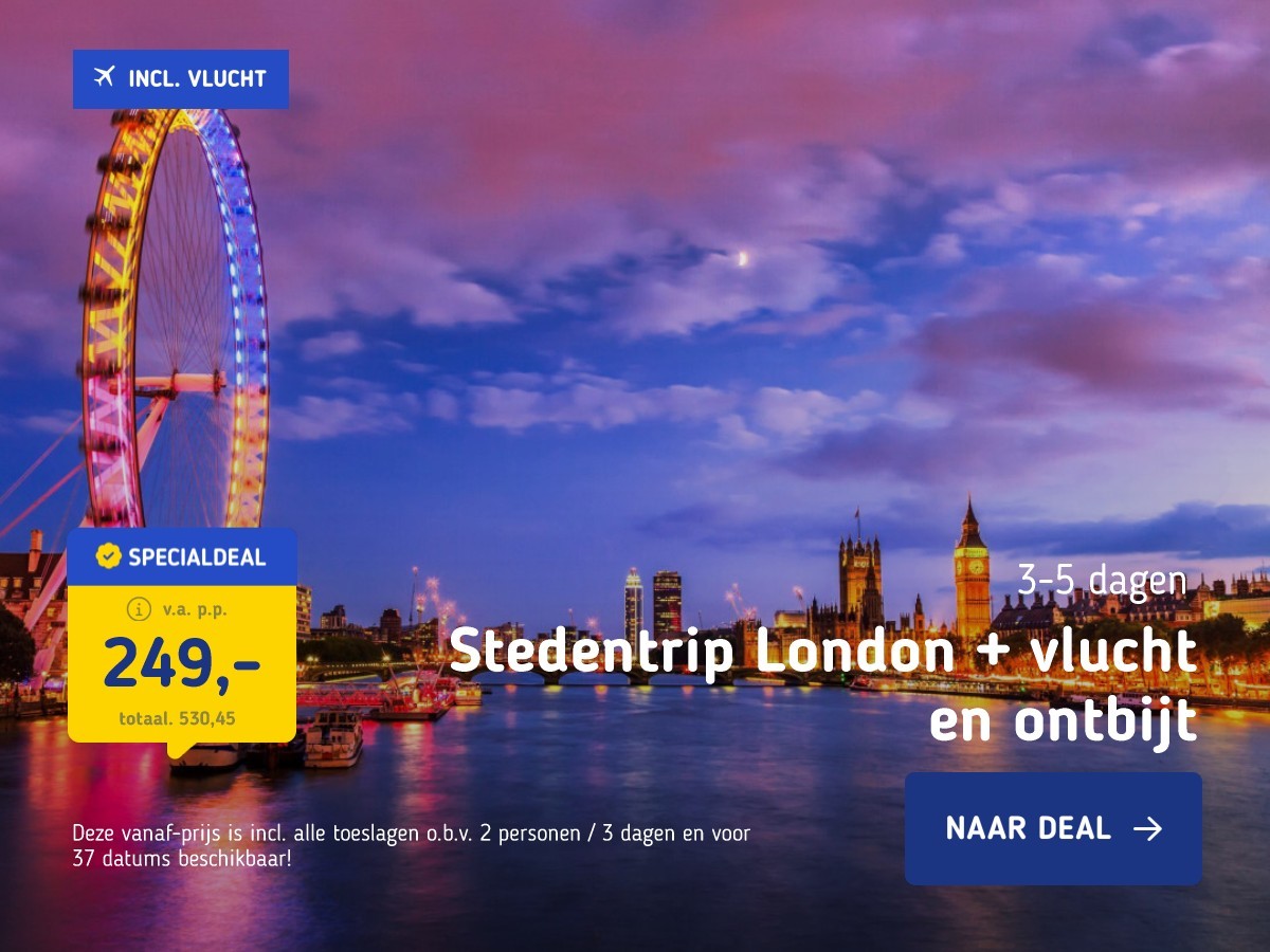 Stedentrip London + vlucht en ontbijt