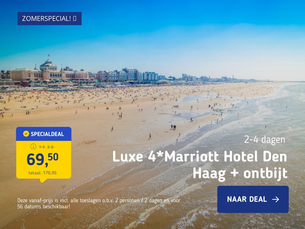 Luxe 4*Marriott Hotel Den Haag + ontbijt