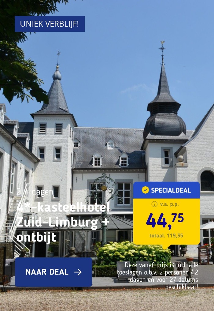 4*-kasteelhotel Zuid-Limburg + ontbijt