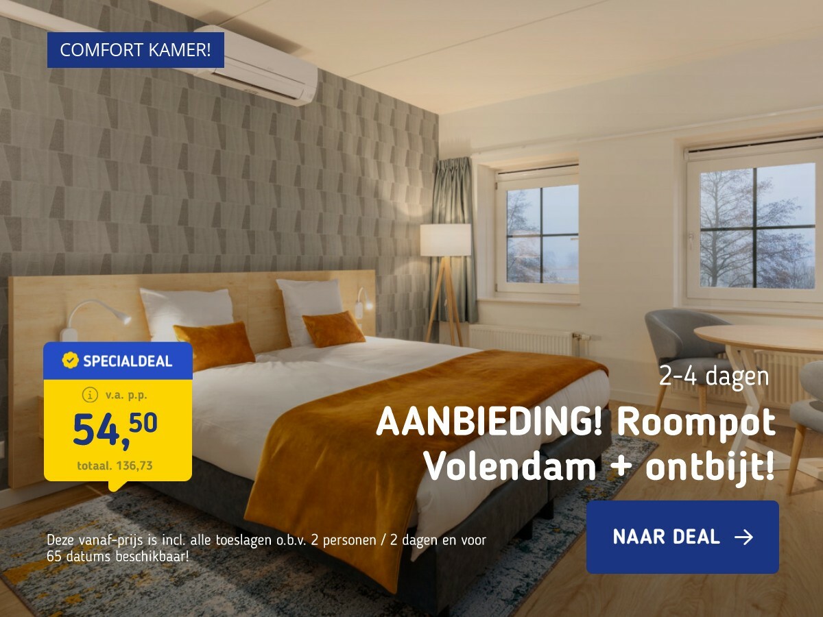 AANBIEDING! Roompot Volendam + ontbijt!