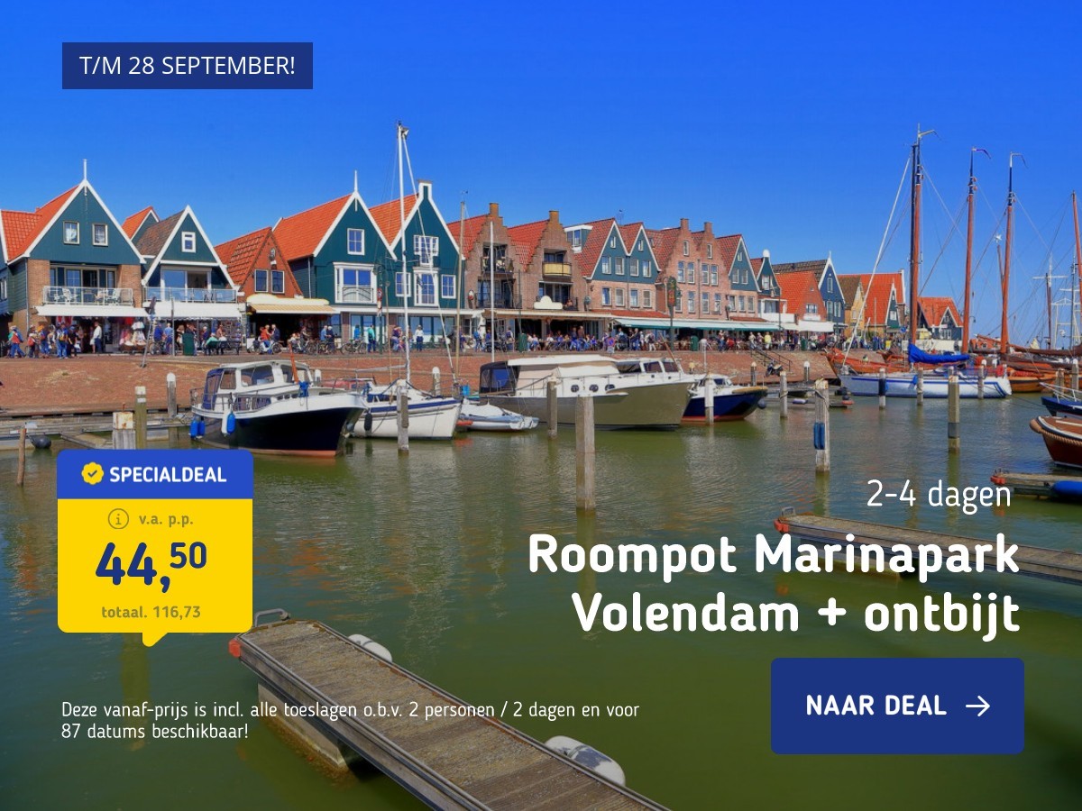 Roompot Marinapark Volendam + ontbijt